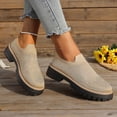 thumbnail image 3 of Loafers for Women Knit Mesh Rhinestone Platform Lug Sole Casual Slip on Walking Shoes Comfortable Dressy Flat Shoes Khaki Size 5.5, 3 of 8