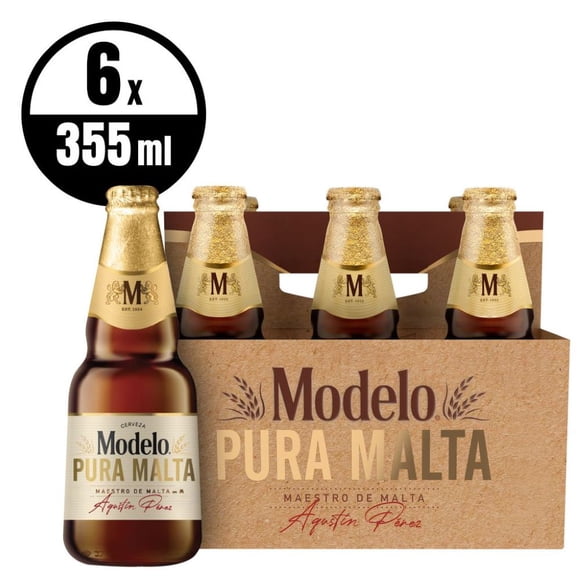 Cerveza Modelo Pura Malta 6 botellas de 355 ml c/u