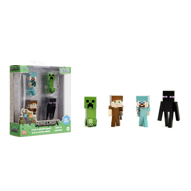 Pack de 4 unidades de MetalFigs Jada Minecraft 2.5 Steve Diamond Armor