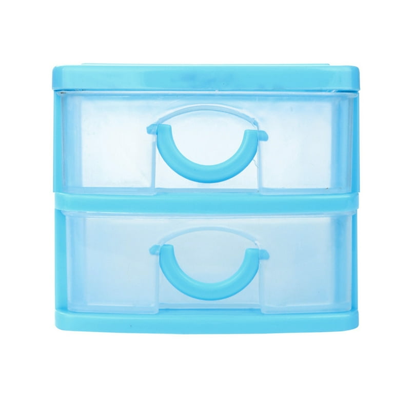 1pc Multi-compartment Pp Drawer Type Storage Box, Blue Plastic Desktop  Storage Cabinet, Suitable For Skincare And Office Stationery Storage