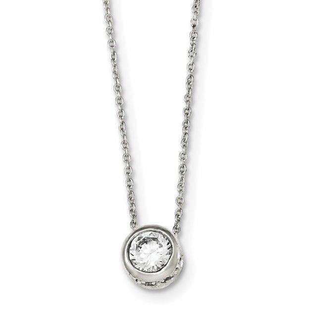 925 Sterling Silver Polished Cubic Zirconia Necklace