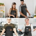 thumbnail image 6 of Chef Apron For Men Women Canvas Aprons With 3 Pockets Cross Back Resistant Work Apron For Cooking Grilling Baking BBQ Barber Kitchen (Black), 6 of 7