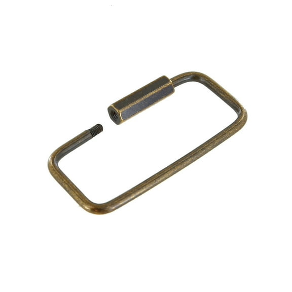 C5205 2-1/8" Antique Brass, Rectangle Key Ring w/ Spring, Solid Brass-LL