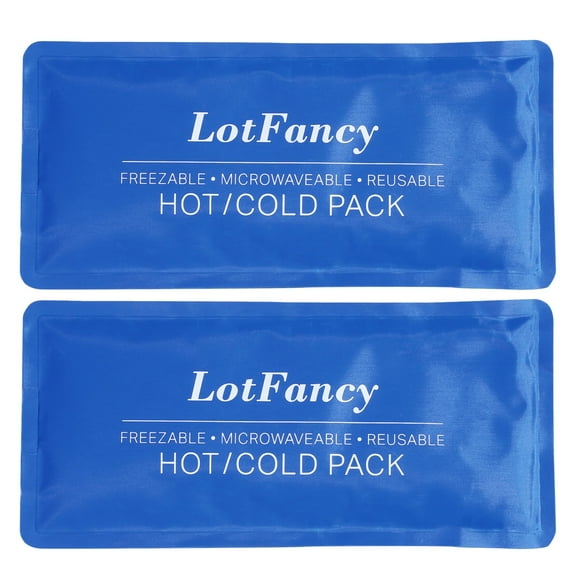LotFancy Ice Pack for Injuries, 2 Pack Reusable Soft Hot Cold Packs for First Aid, 11x5 Inches