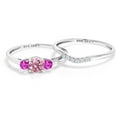 thumbnail image 3 of Gem Stone King 10K White Gold Pink Lab Grown Diamond and Pink Sapphire and Lab Grown Diamond Bridal-Sets Ring for Women | 0.83 Cttw | Round 5MM | Gemstone April Birthstone | Size 7, 3 of 5