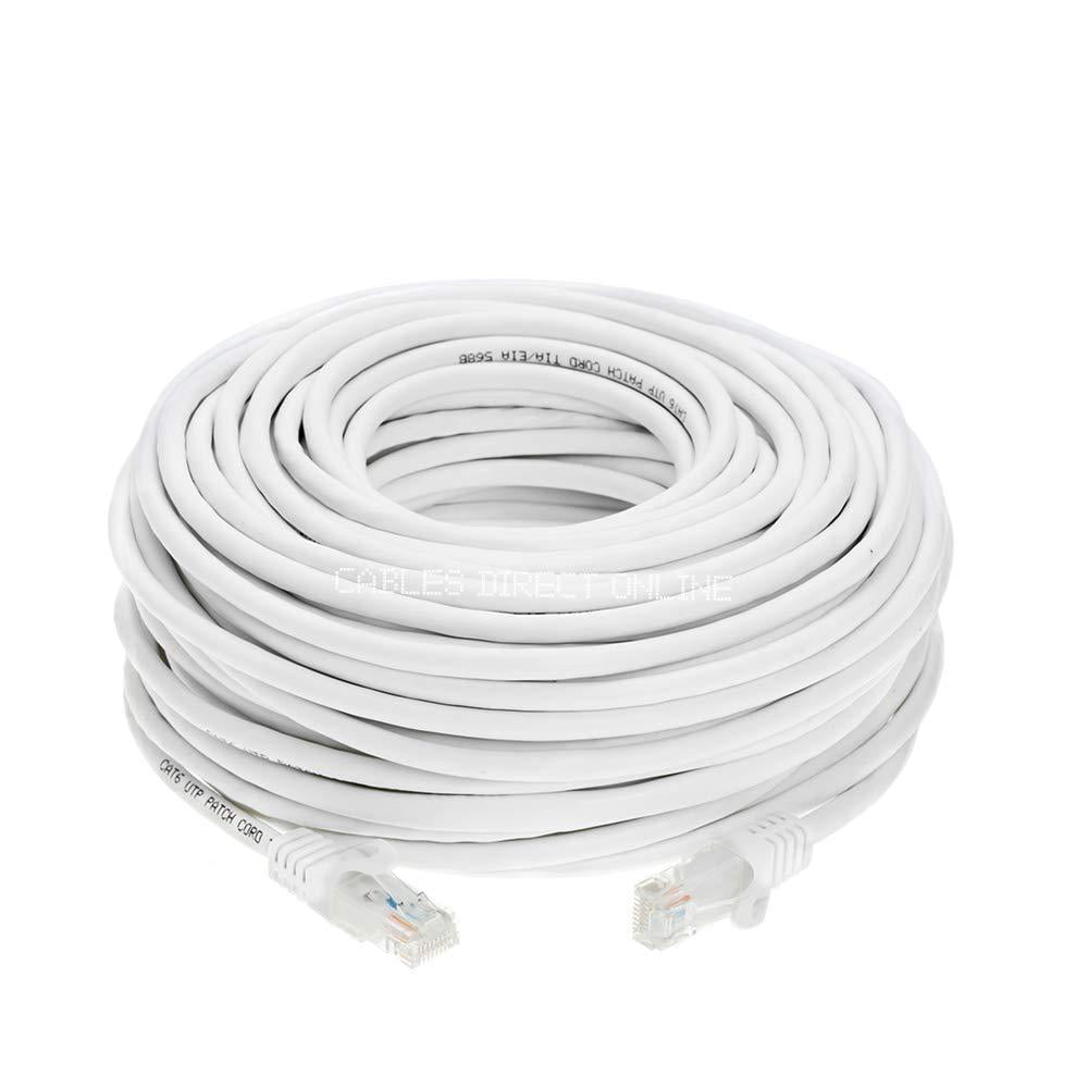 50 FT CAT5 CAT5E RJ45 Network LAN Patch Ethernet Cable Snagless Cord White Feet 