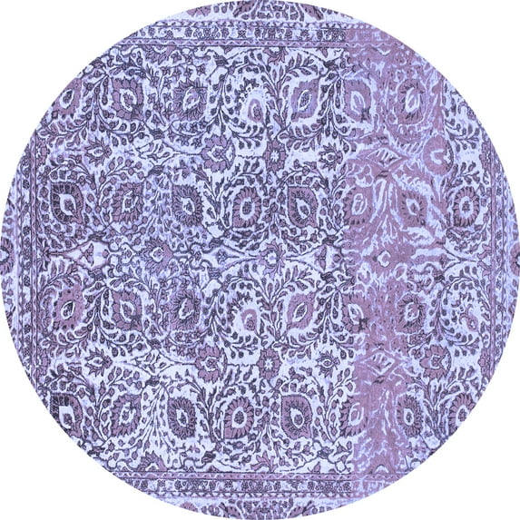 Ahgly Company Machine Washable Indoor Round Abstract Blue Modern Area Rugs, 6' Round