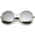 thumbnail image 1 of sunglassLA Female Oversize Wire Rimmed Temple Cutout Colored Mirror Round Sunglasses 58mm (Silver / Silver Mirror) - 58mm, 1 of 4
