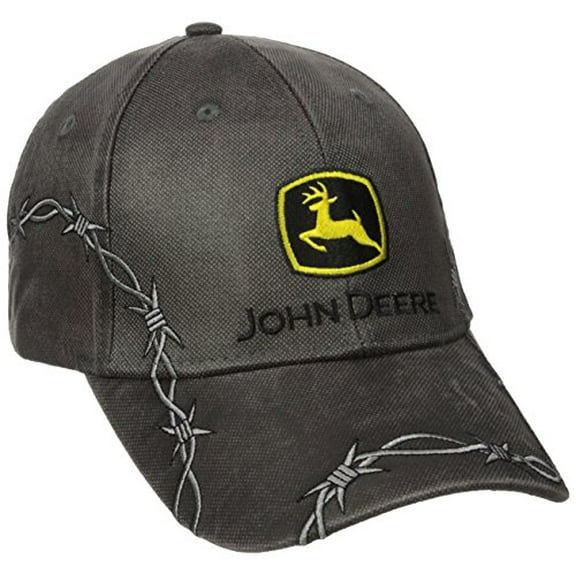 John Deere Men's Embroidered Construction Logo Waxed Cotton Charcoal Hat/Cap - LP50037