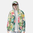 thumbnail image 3 of Pofeuu Tropical Flowers Print Sun Protection Outdoor Lightweight Full Zip UV Cooling Hoodie Long Sleeve Summer Clothing for Outdoor Hiking-3X-Large, 3 of 5