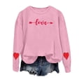 thumbnail image 3 of Womens Valentines Crew Neck Sweatshirts Love Heart Graphic Shirts Casual Long Sleeve Pullover Tops Pink S, 3 of 4