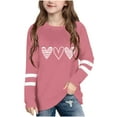 thumbnail image 4 of vdgthytj Kids Valentine's Day T-Shirt Long Sleeve Heart Printed Round Neck Tee Tops Casual Graphic Blouse for Girl, 4 of 5