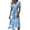 Sky Blue, variant on Boho Dresses for Women Short Sleeve Wrap V-Neck Hight Waist Sundress Casual Summer Beach Vacation Dress