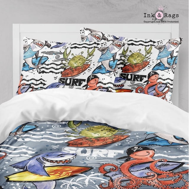 Colección de ropa de cama infantil Surf Friends Shark Octopus and Crab Big