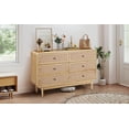thumbnail image 2 of Wirrytor 6 Drawer Wood Dresser with Flax Panel, Modern Natural Dresser Chest with Solid Wood Legs & Anti-Tip Device, Spacious Storage Drawer Cabinet for Living Room, Bedroom, Home Office, 2 of 13