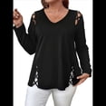 thumbnail image 1 of Blusas de Verano para Mujer con Hombros Descubiertos, Camisetas de Larga, Blusas con Diseño de Tiras Cruzadas y Aberturas Negro XXL, 1 of 7