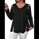 thumbnail image 1 of Blusas de Verano para Mujer con Hombros Descubiertos, Camisetas de Larga, Blusas con Diseño de Tiras Cruzadas y Aberturas Negro XL, 1 of 7