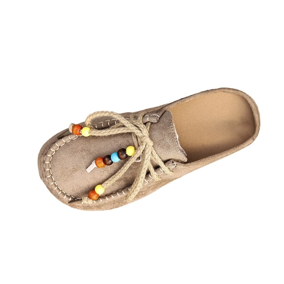 SZJXBUY Flats Shoes Women Dressy Comfortable Casual Suede Moccasin Mules with Beaded Comfy Round Toe Soft Sole Slip On Clogs for Daily Work Anti-Slip Walking Khaki,37