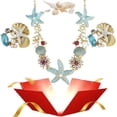 thumbnail image 1 of Collar de perlas de estrella de mar de concha, collar de perlas de estrella de mar boho, collar con colgante de océano, regalo de joyería para mujeres (azul-B), 1 of 6