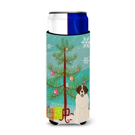 

Carolines Treasures BB4152MUK Merry Christmas Tree Moscow Watchdog Michelob Ultra Hugger for slim cans Slim Can
