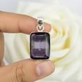 thumbnail image 4 of SATYAVIE JEWELLERY 925 Sterling Silver Handmade Amethyst Gemstone Rectangular Pendant, 4 of 6