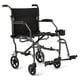 thumbnail image 1 of Silla de ruedas de transporte ultraligera Medline, asiento de 48 cm de ancho, plegable con brazos de altura de escritorio, armazón plateado metálico. Ligera, compacta y portátil., 1 of 5