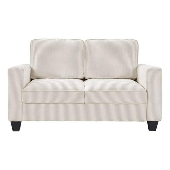 Bowery Hill 57"W Corduroy Loveseat Sofa with USB and Side Pockets in Beige