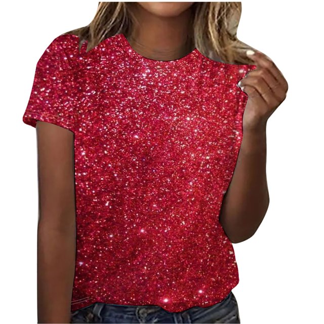Tops de Algodón para Mujeres Impreso Cuello Redondo Mangas Cortas Casual, Camiseta para el Hogar Y el Uso Diario