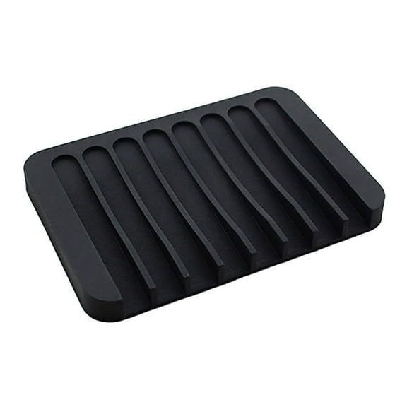 Farfi Home Bathroom Anti-Slip Silicone Draining Soap Holder Storage Tray Dish Plate (Black)