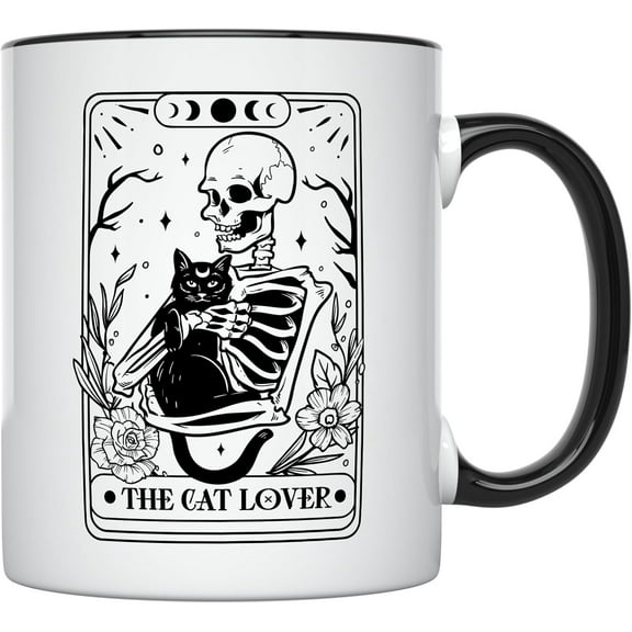 YouNique Designs Ceramic Cat Mug 11oz - Cat Cup, Cat Gifts For Cat Lovers, Cat Coffee Mugs for Cat Lover Gifts for Women, Cat Gifts for Women, Cat Mom Gifts, Cute Cat Stuff, Cat Lady (Black Handle)