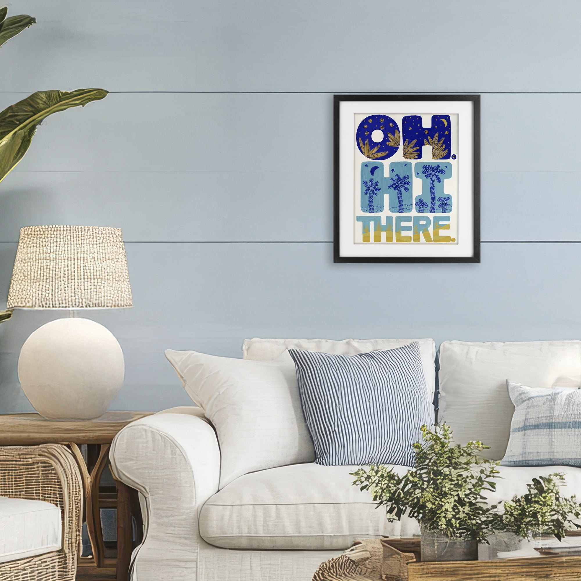 Stupell Industries Oh Hi There Tropical Black Framed Print Under Glass, design by Connie Summers