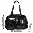 thumbnail image 2 of Hfppkn PU Leather Pin Display Ita Tote Bag Transparent Window Shoulder Handbag for Daily Use 35x11x25cm Black, 2 of 7