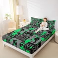 thumbnail image 4 of Manfei Skate Sport Game Bed Sheets,Watercolor Splatter Ink King Sheets,Gray Green Sheet Set For Boys Kids,Luxury Bedroom Decor,4pcs, 4 of 7