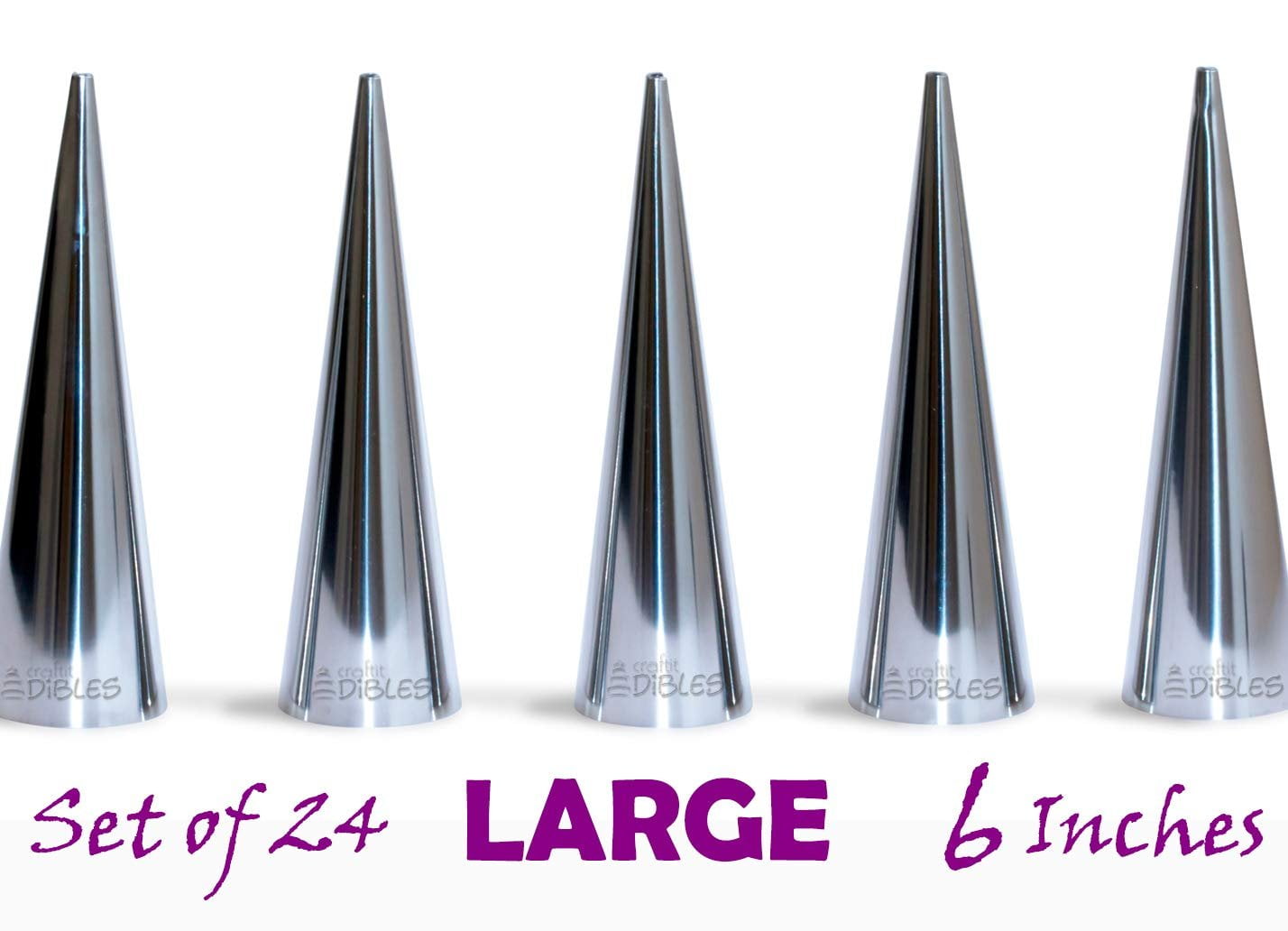 Cream Roll Horn Mold Conical Tube Stainless Steel Pastry Molds TTBD 24Pcs Lady Lock Forms Free Standing Cone Shape 