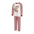 thumbnail image 2 of Gureui Parent-Child Xmas Nightclothes, Long Sleeve Round Neck Elk Print Tops White Red Striped Trousers, 2 of 9
