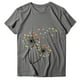 thumbnail image 3 of Gibobby Blusa Mujer Blusa T camisa O cuello de mangas sueltas Mujeres Casual Impresión Carta de mujer Blouse de la mujer（Gris， M), 3 of 5