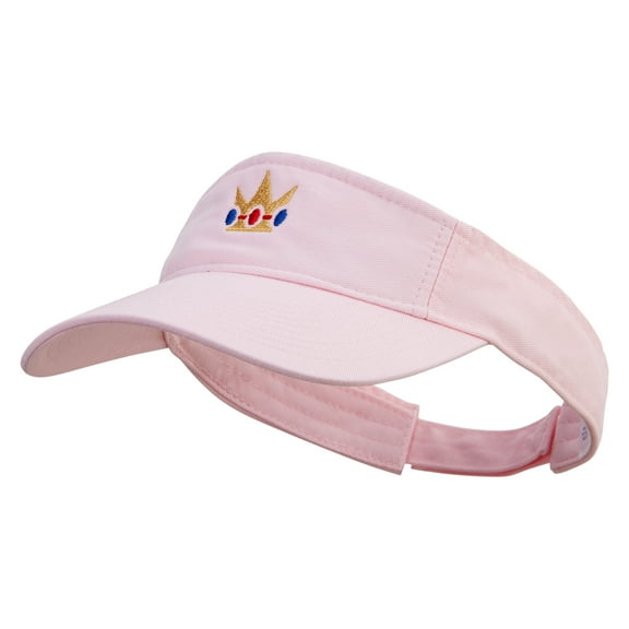 Mario Princess Crown Embroidered Pro Style Cotton Twill Washed Visor - Lt Pink OSFM