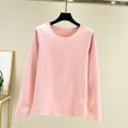 thumbnail image 4 of Casual Tops for Women Long Sleeve Crewneck Pink Thermal Shirts Women Warm Tops for Women Fall Shirt, 4 of 4