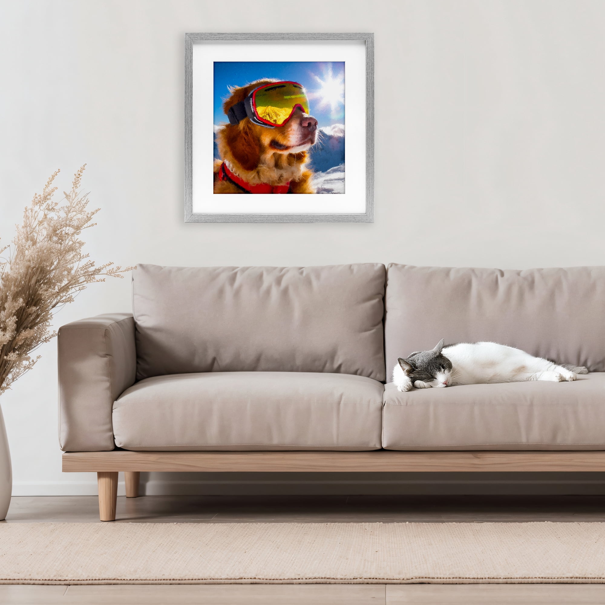 Stupell Industries Ski Goggles Retriever Gray Framed Print Under Glass, design by Sean Parnell