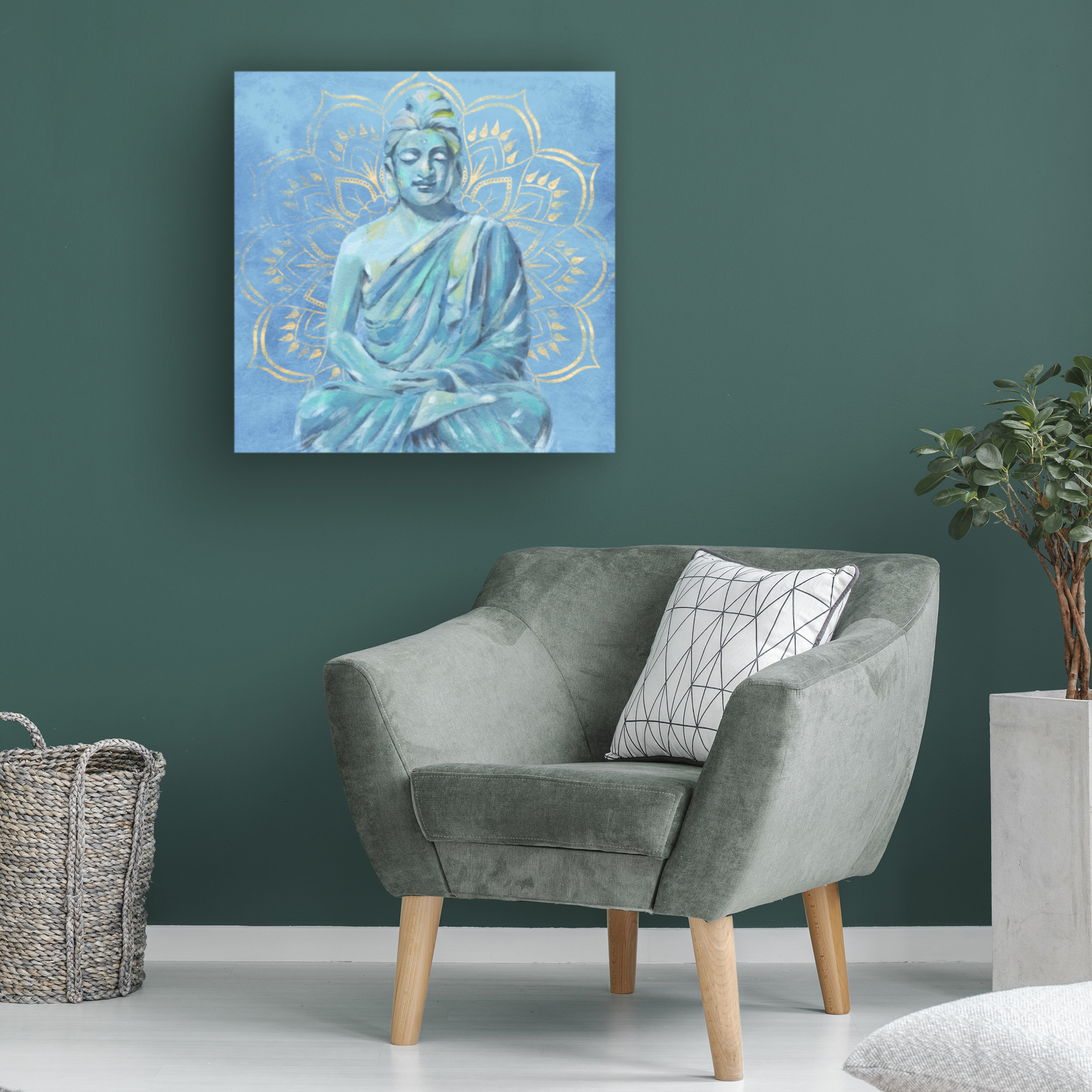 Annie Warren 'Buddha on Blue II' Canvas Art