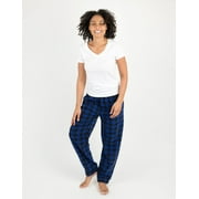 Leveret Womens Fleece Pants Black & Navy Plaid Small