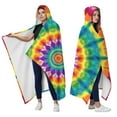 thumbnail image 2 of Wearable Blanket,Rainbow Tie Dye Mandala Pattern Hooded Wearable Flannel Blanket for Adults & Teens,Winter Poncho Shawl Wrap Cape Cozy Anti-Pill,50"x60", 2 of 5