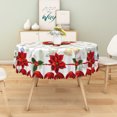 thumbnail image 6 of Duangreer Christmas Tablecloth Round 60 Inch Candy Sticks Poinsettia Print, Table Cloth Circle Washable Waterproof for Holiday Party Kitchen Dining Outdoor Decor, 6 of 6
