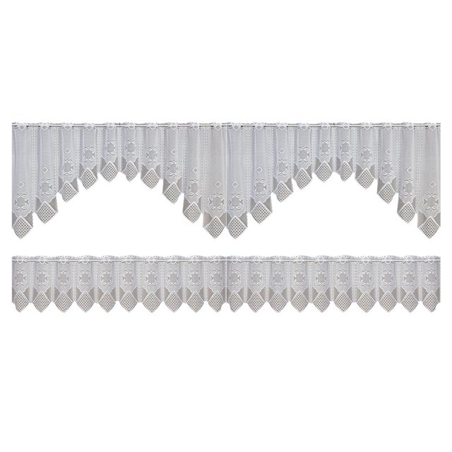 Kearding 2 piezas de cortina de ventana de encaje de fibra, cortinas extraíbles lavables portátiles modernas y elegantes, adorno de cocina Blanco 160x60cm +160x30cm 2Conjunto