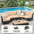 thumbnail image 3 of MAYEERTY 7-Piece Outdoor Patio Curved Rattan Sofa Set with Fan-shaped Seats, Middle Chair & Ottomans, 3 of 9