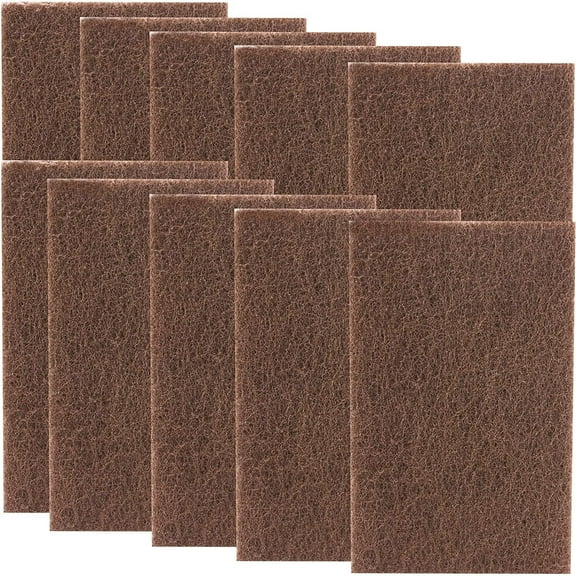 Mop Mob 6" x 9" XL Brown Non-Scratch Nylon Scrub & Scour Pads, 10 Pack
