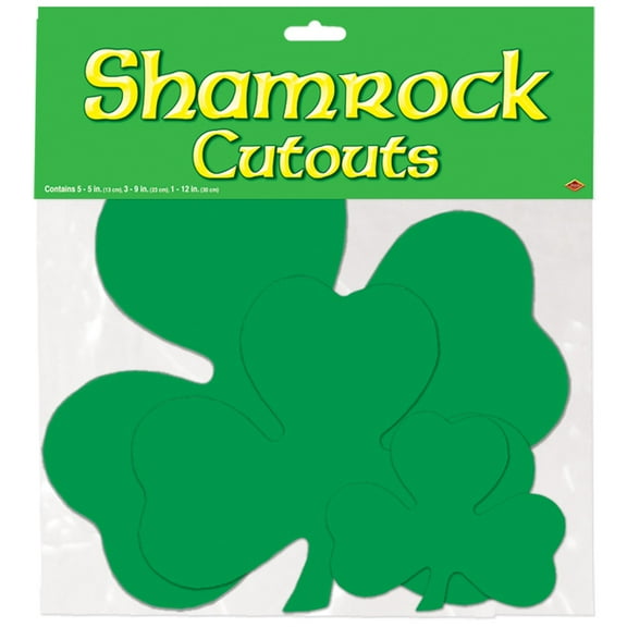 Club Pack of 24 Green Solid Shamrock St. Patrick's Day Cutouts 12"