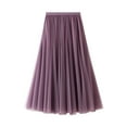 thumbnail image 2 of Lnzyyephy Women Mesh Skirt Solid Multilayer Pleated High Waist Lace Long Tulle Skirts for Wedding Party, 2 of 3