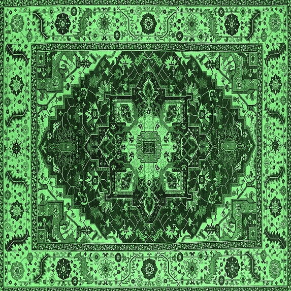 Ahgly Company Indoor Square Persian Emerald Green Traditional Area Rugs, 6' Square