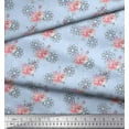 thumbnail image 3 of Soimoi Blue polyester Crepe Fabric Floral & Geometric Printed Craft Fabric by The Yard 52 Inch Wide, 3 of 3